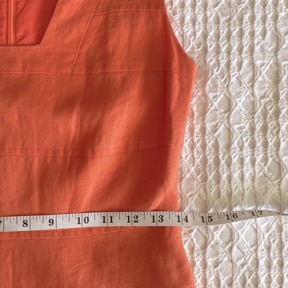 J. PETERMAN Linen Midi Dress Orange Sleeveless Retro Women's Sz 0 XS - Picture 13 of 15
